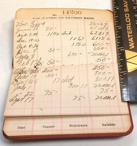 1921 Bank Book ~ Waterloo Savings Bank ~ Waterloo, Iowa ~ AD-118 - Picture 8 of 11