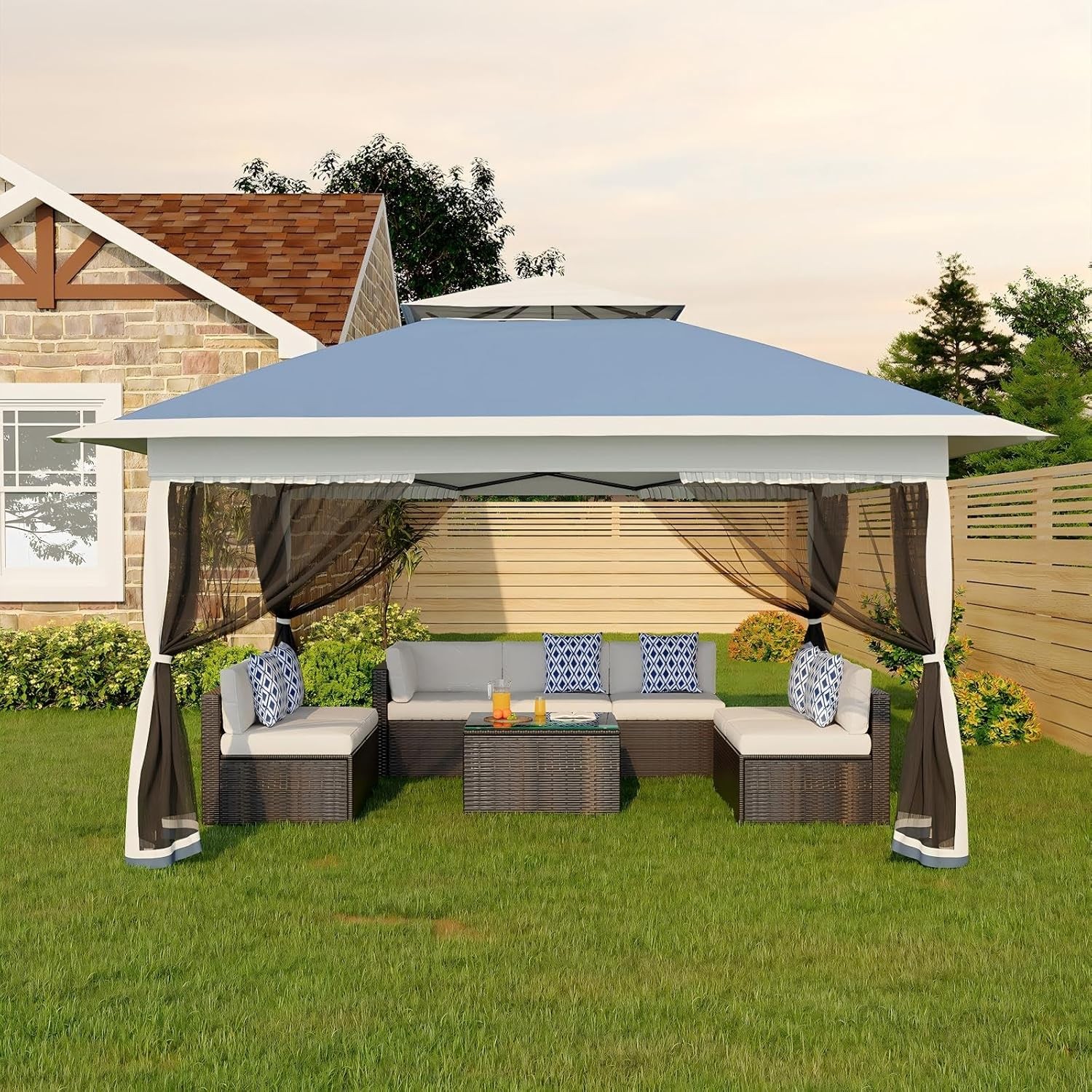 Tent 13x13ft Pop Up With 4 Sandbags & Mosquito Netting, Adju