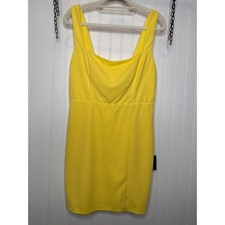 NWT Lulus Social Sensation Light Yellow Square Neck Mini Bodycon Dress Party L