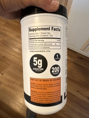 Unflavored Creatine Monohydrate Powder - 200g, Pure & Lab Tested