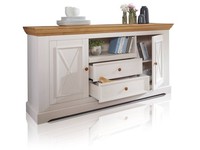 Landhaus Kommode Sideboard Schrank Bornholm II Kiefer Weiß Eichefarbig Style