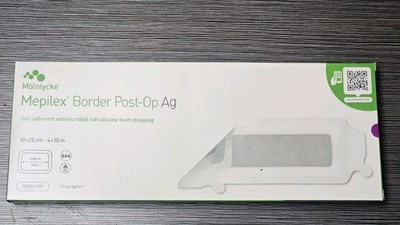 Mepilex 498450 Border Post-Op Ag Dressing 4 x10'' Box Of 5 Exp 2026 New!