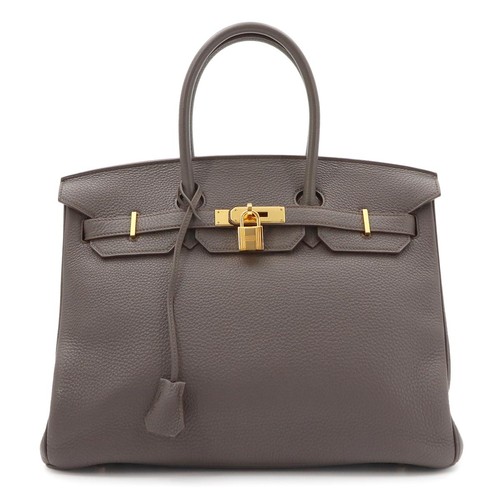 HERMES Birkin 35 Togo Etain Hand Bag Gray Purse 90326946