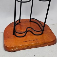 Vintage Atlantic Wave 44 Disc CD Tower 26" Wire Rack Storage Wood Base FLAWED