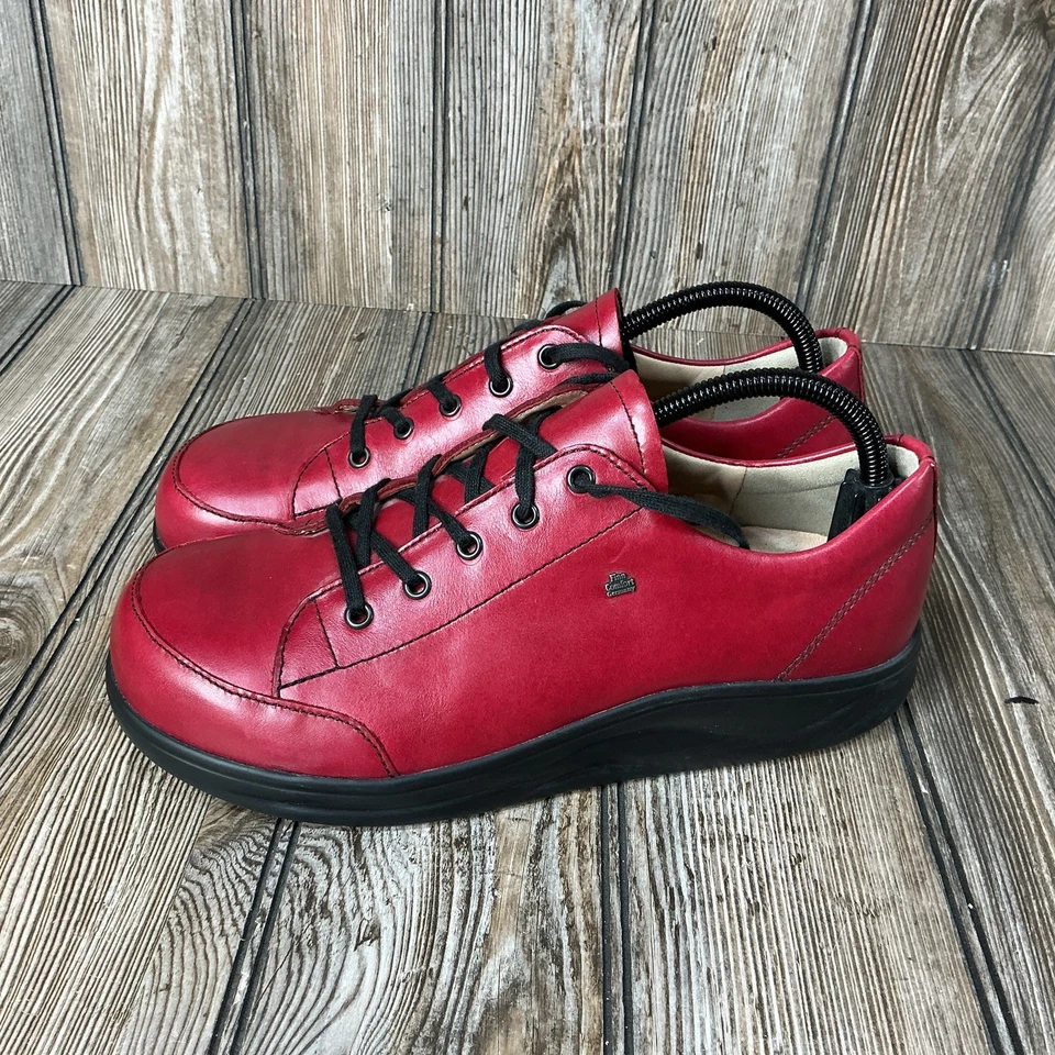 Tênis de caminhada feminino Finn Comfort Altea couro vermelho liso US$ 365 tamanho 9 - Imagem 3 de 4