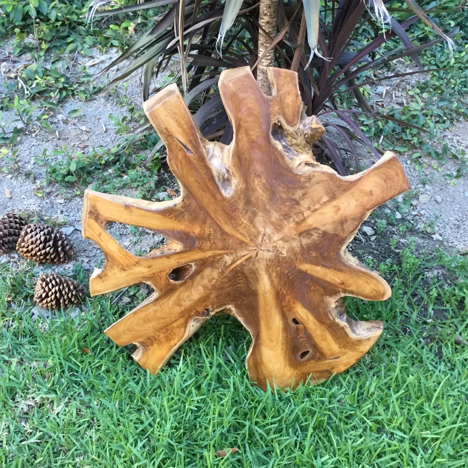 Natural Teak Wood Slab Table Top Live Edge DIY for Coffee Side End Tab Rustic - Image 2 of 4