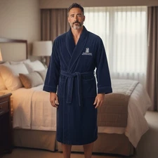 The Ritz-Carlton Robe Blue One 5 Size Logo Embroidered Huntington Belt Luxury