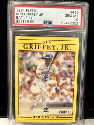 1991 Fleer - Ken Griffey Jr #450 ''bat .300'' on back