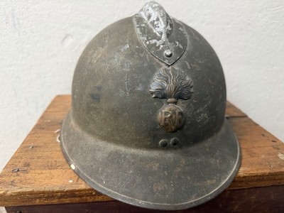 WWII French M1926 Adrian Steel Helmet RF Infantry Badge Original
