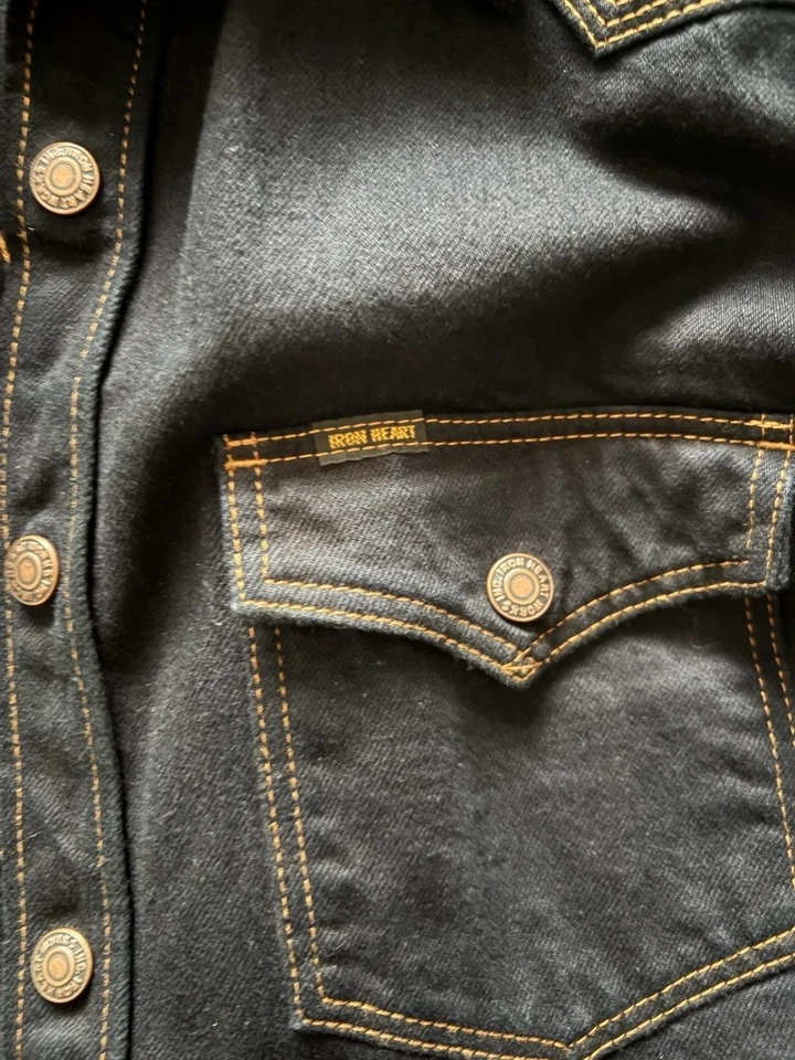 Iron Heart IHSH-33-OD 12oz Indigo Overdyed Black Western Shirt XL - image 3 of 3