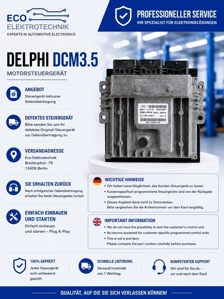 🟡Plug&Play INK DATENKOPIE FORD FOCUS ECU MS Delphi 28367346  BV61-12A650-AEH 🟡 - Bild 1 von 1