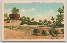 Vintage Linen Postcard The Block House Scenic Highway Muskegon MI