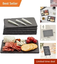 6-Pack Mini Slate Charcuterie Boards Set with Chalk - Elegant Serving Plates