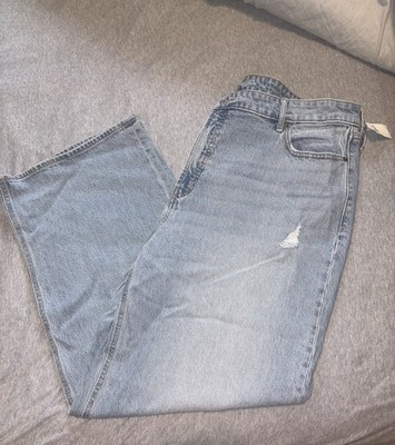 Old Navy Women s Wide-Leg High-Rise Light Wash Denim Jeans Distressed 20