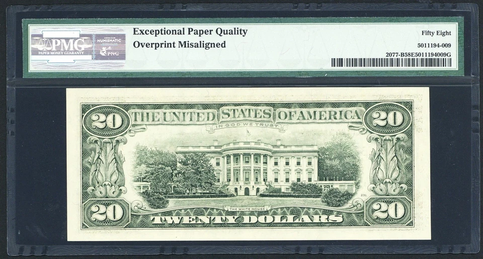 $20 1990 FRN Misalignment Error - PMG 58 Choice About Unc EPQ * Stuart Katz - Image 2 of 2