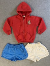 Vintage Toddler Outfit 4T Hoodie + Shorts Set USA Made Red Bundle