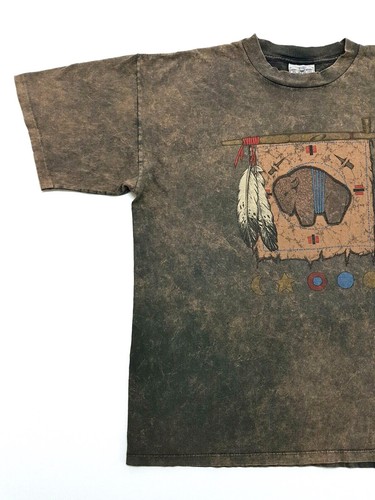 Vintage Peace Pipe Buffalo Tee Brown Size XL Single Stitch T-Shirt Distressed  - Picture 4 of 12
