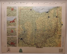 Vintage OHIO Atlas Map from a 1967 Mid-Century Modern World Book Atlas