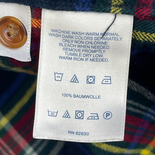 Lands' End Mens L FLANNEL 100% Cotton Mid-Weight Button Down Tartan Plaid Blue - Picture 5 of 7