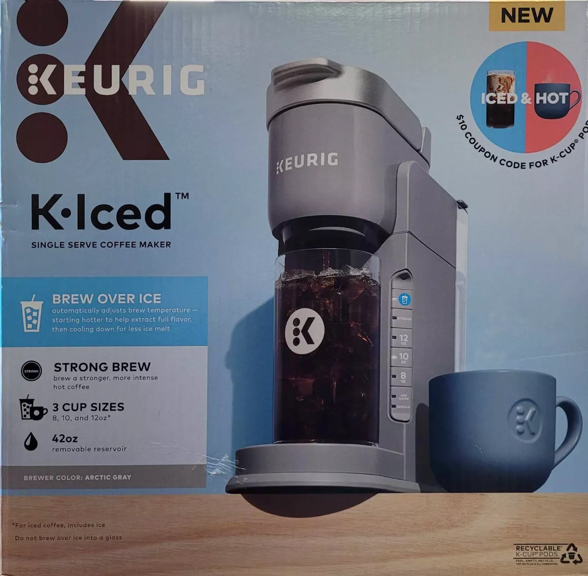 Keurig K-Iced Single Serve Coffee Maker, Arctic Gray