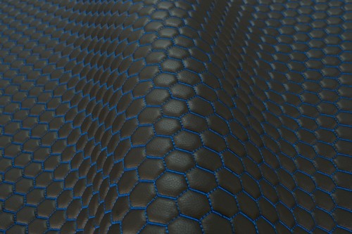 Hexagon Vinyl Grain Quilted Faux Leather Upholstery Fabric | 55" Honeycomb - Picture 3 of 17