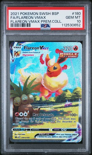 2021 POKEMON EN BLACK STAR PROMO SWSH180 FULL ART FLAREON VMAX PSA 10 GEM MINT! - 第 1/2 張圖片