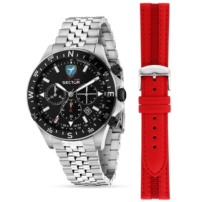 Sector Herrenuhr Thunderbolt Chronograph 230 Etui 43 MM Set Doppelt Uhrenarmband