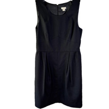 J Crew 40% Wool Black Sleeveless Shift Dress Size 8 Little Black Dress