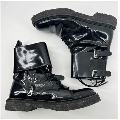 Balmain X H&M Boots Patent Leather Avant Garde Shiny Ankle Straps 