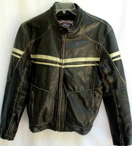 River Road De Cuero Marrón.. Envejecido Cafe Racer Moto Chaqueta..  42 de hombre | eBay