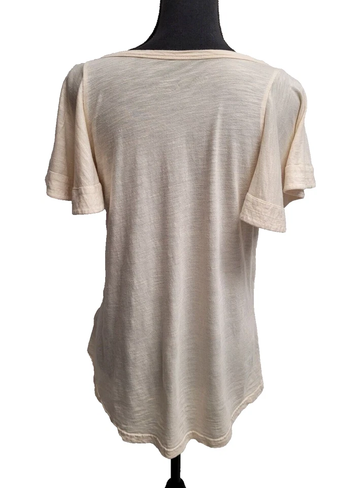 DG2 Diane Gilman 上衣 (M) 象牙色翼袖锥形棉/莫代尔 — 第 3/4 张图片