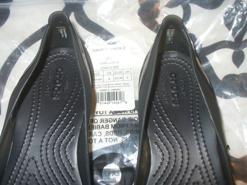 Crocs Women's Isabella Huarache 2 Flat W Sandal Ballet Black, 4 M US NWT - Picture 4 of 6
