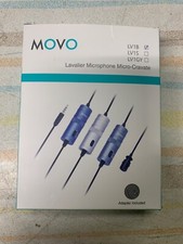 Movo LV1 Lapel Clip-on Mic w/ Headphone Monitoring, Blue, for DSLR Smartphone 