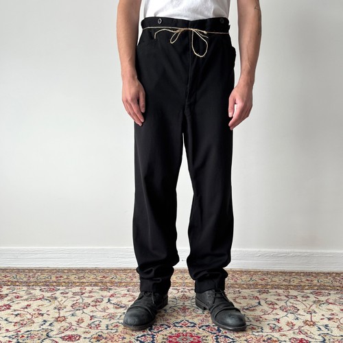 Men's Antique 1910s Edwardian Era Swiss Bespoke Backl Back Black Trousers - Picture 2 of 9