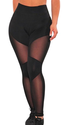 leggings fitness sportivo con trasparenze avanti pantalone aderente yoga  danza v | eBay