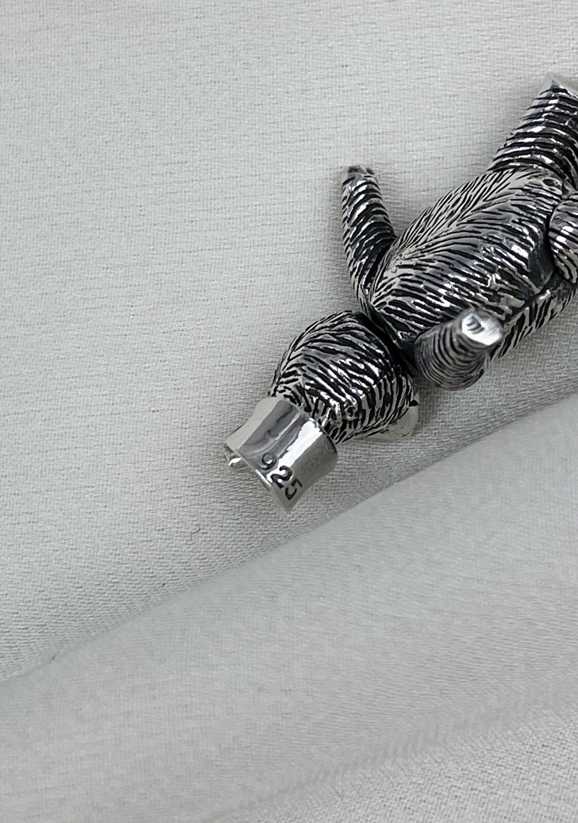 Solid Sterling Silver Jointed Teddy Bear Pendant … - image 4