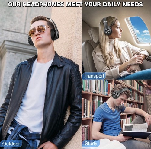 Wireless Bluetooth Headphones Over Ear Conofrtable Matte Black Audio Headset - Picture 6 of 6