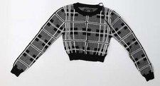 Primark Womens Grey Check Polyester Blend Sweatshirt Size 8 - croppe