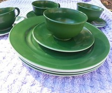 Vtg HAZEL ATLAS LITTLE HOSTESS PARTY SET Green Childrens Tea Set 12
