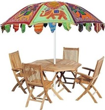 Indian Cotton Garden Umbrella Parasol Embroidered Sun Shade Patio Outdoor 72"