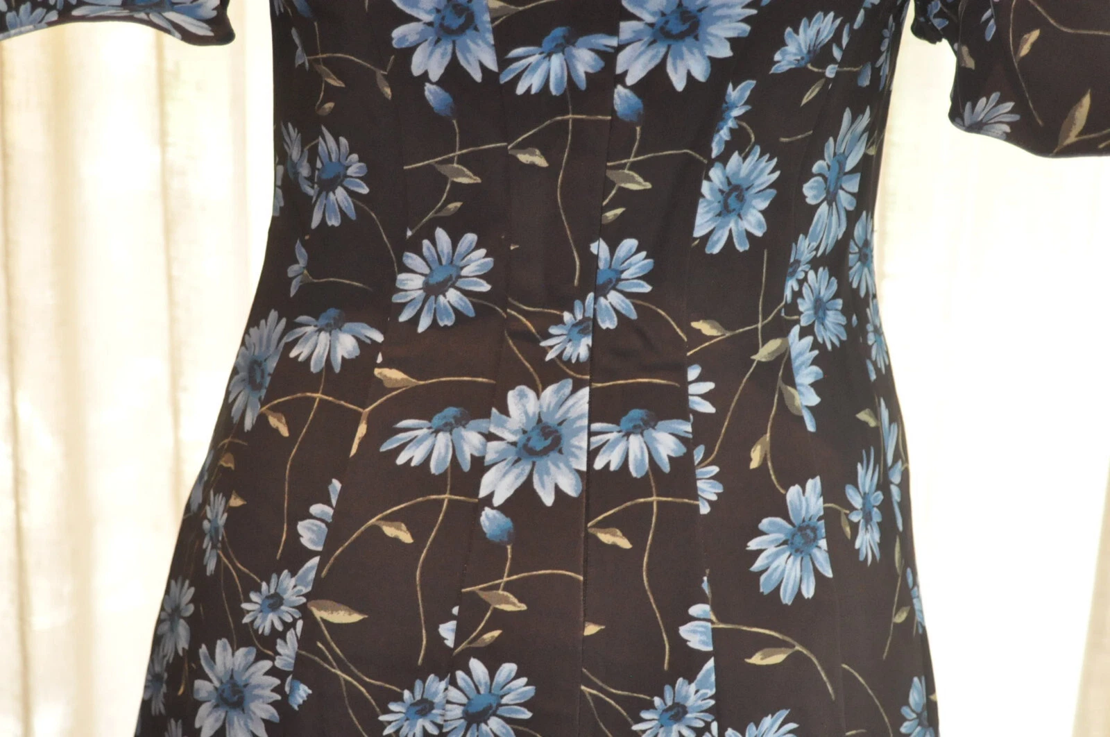 *Michael Kors Collection* Abito nero aderente e svasato stampa floreale blu US2 (UK8)v