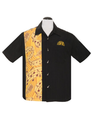 Steady Clothing Sun Records Music Notes Button Down Bowling Work Shirt SR35400
