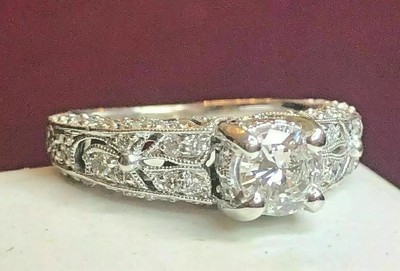 14K White Gold Plated Round Lab-Created Diamond Girlfriend Valentine Gift Ring