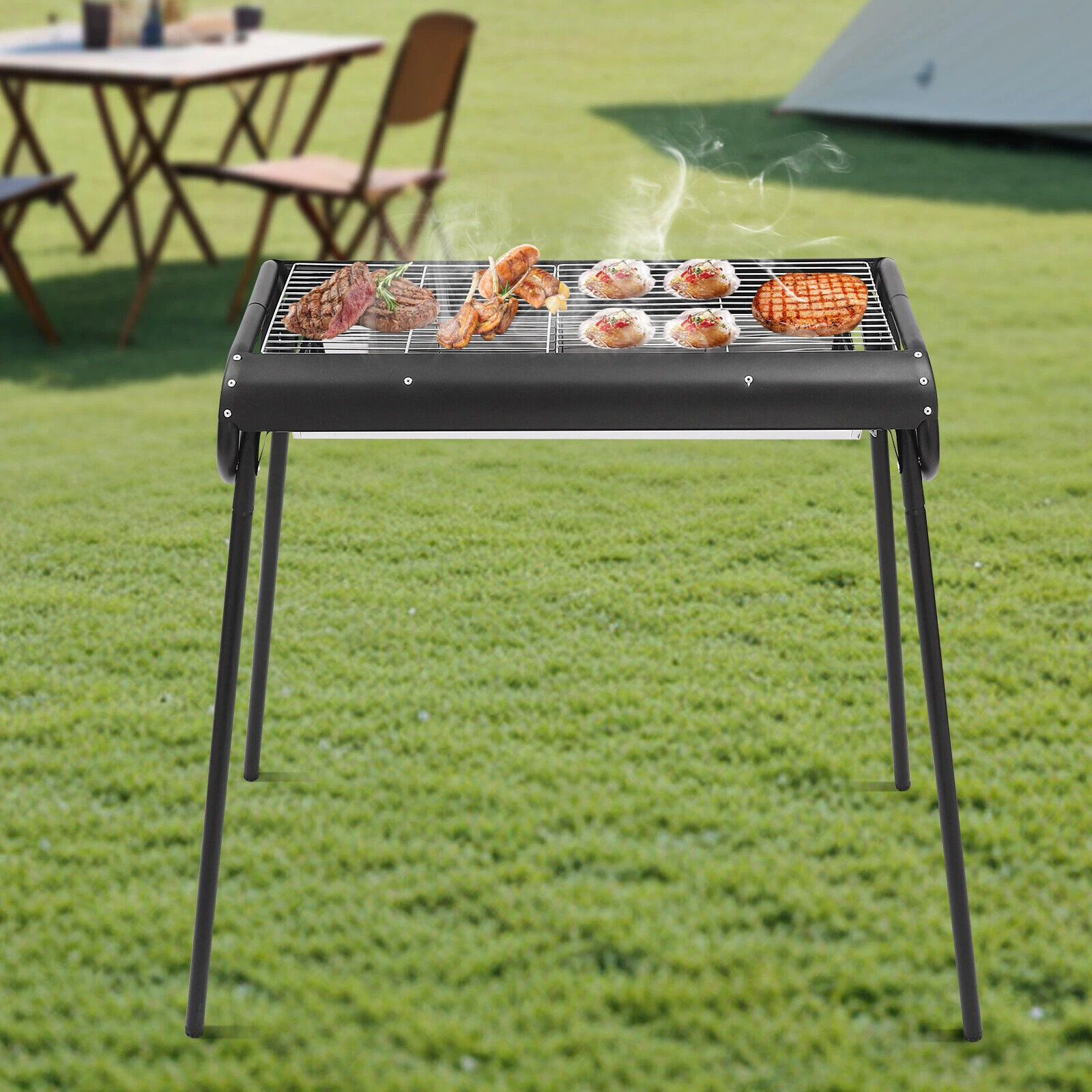 Outdoor Barbecue Portable Charcoal Grill Stainless Steel Camping BBQ Grill NEW
