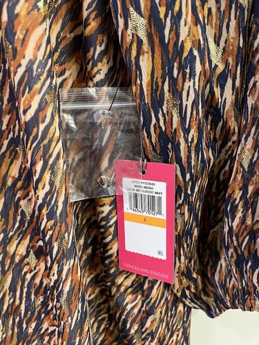 NWT VINCE CUMUTO BROWN KEYHOLE BLOUSE- SMALL - Picture 5 of 8