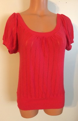   Women's Size Small Twenty One Blouse Rayon SS Shirt Banded Stretch Top Nice!