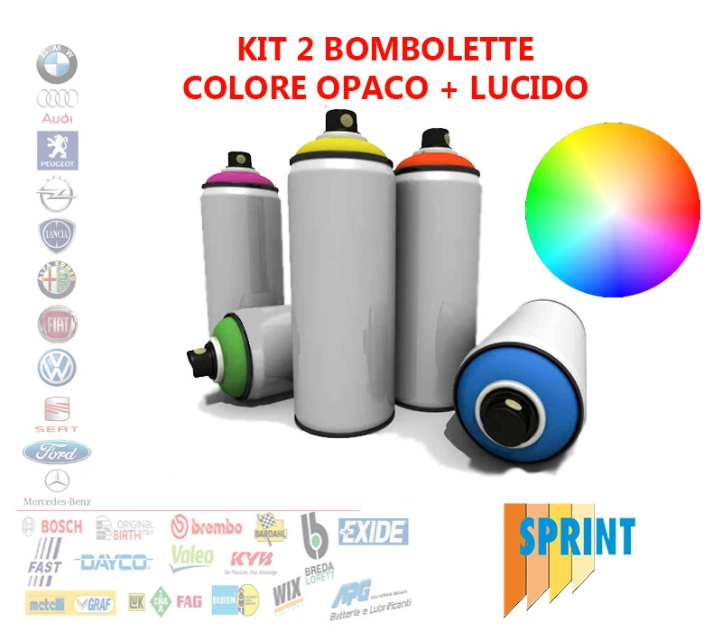 SPRINT EVOLUTION KIT 2 BOMBOLETTA SPRAY VERNICE AUTO FIAT 132 ROSSO BRIGHT ML375