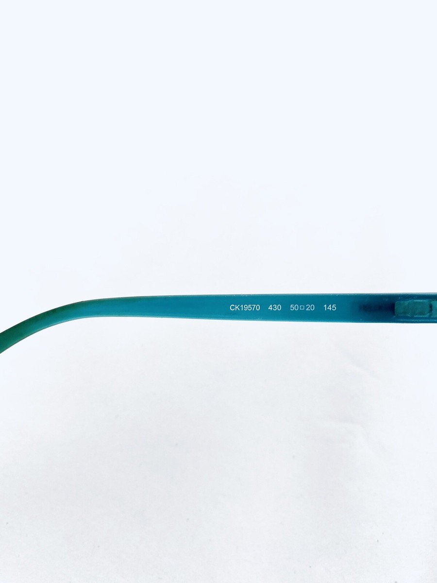 Calvin Klein CK19570 430 Round Teal Blue Clear Eyeglasses Frames Italy 50-20-145 Calvin Klein CK19570 430 Round Teal Blue Clear Eyeglasses  main image 3