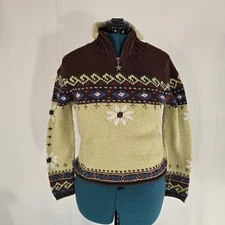 Planet Earth Sweaters Women's Medium Knit Sweater Hand Loomed Peru 100% Cotton