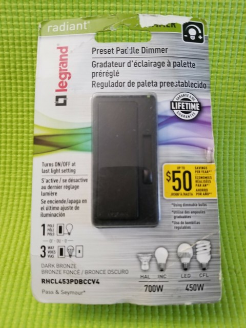 Legrand Radiant 450w Single Pole 3 Way Dark Bronze Dimmer ...